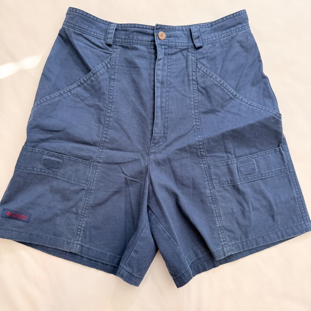 Columbia Cargo Shorts Womens 10 Navy Blue 90s Vintage High Rise Cotton Utility